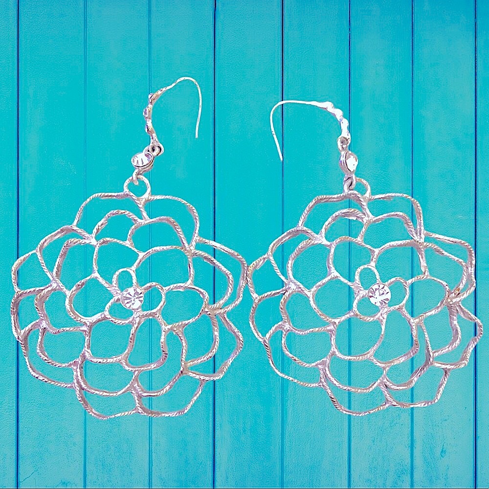 Women’s Silver Statement earrings with rhinestones